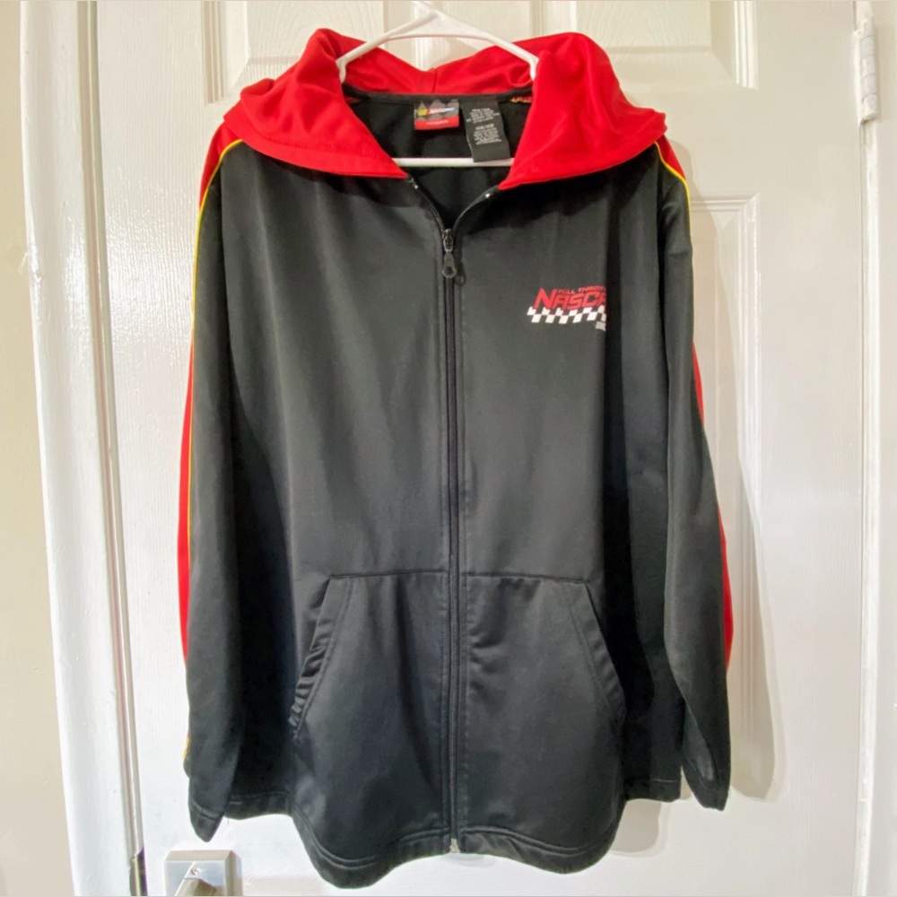 NASCAR Women’s Black and red  Jacket with Hooded Black Sz 14W/16W NWOT ON SALE🎁